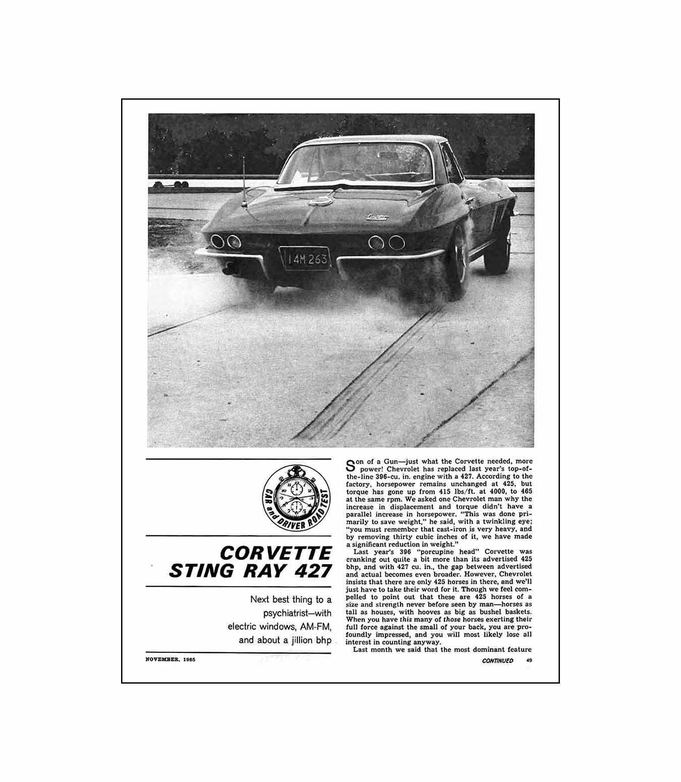 Corvette 427 Road Test