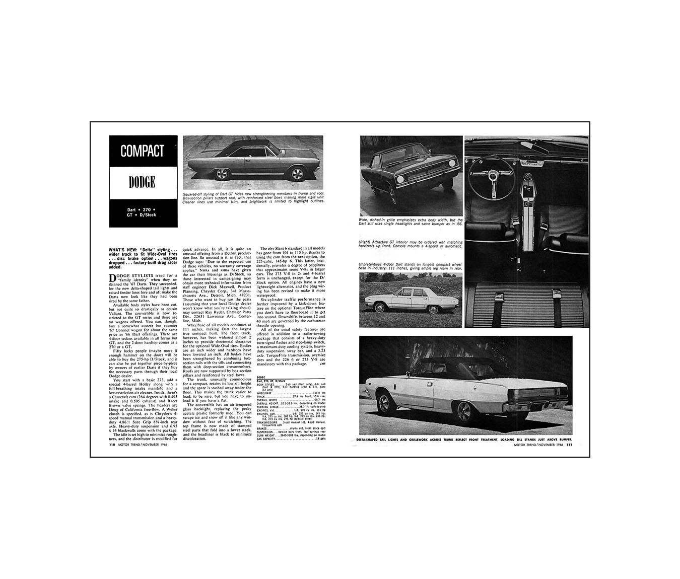 1967 Dodge Dart GT Road Test Motor Trend Magazine OverDrive Magazine